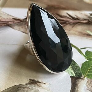 925 Sterling Silver, XXL  Black Onyx statement Ring! US 8 & 9 “B O H O”